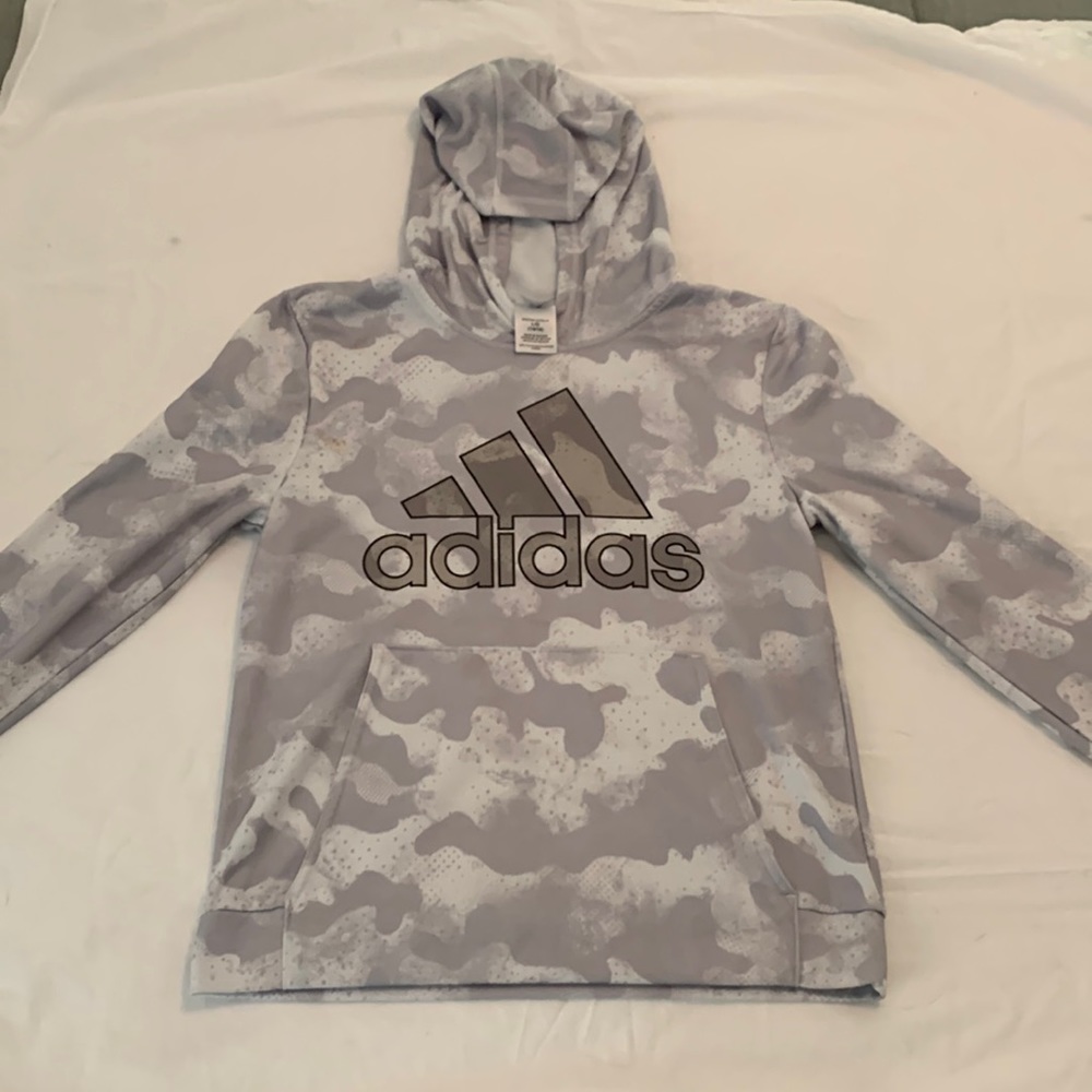 ADIDAS boys camo hoodie // size L (14/16)